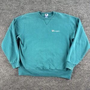 Vintage Champion Sweatshirt Men Large Blue Cotton Crew 90s Logo Athletic Apparel